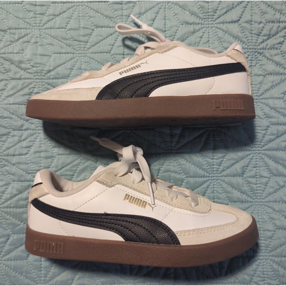 Puma Club II Era PS sz 2 White/Black 402363-02 Soccer Retro Casual